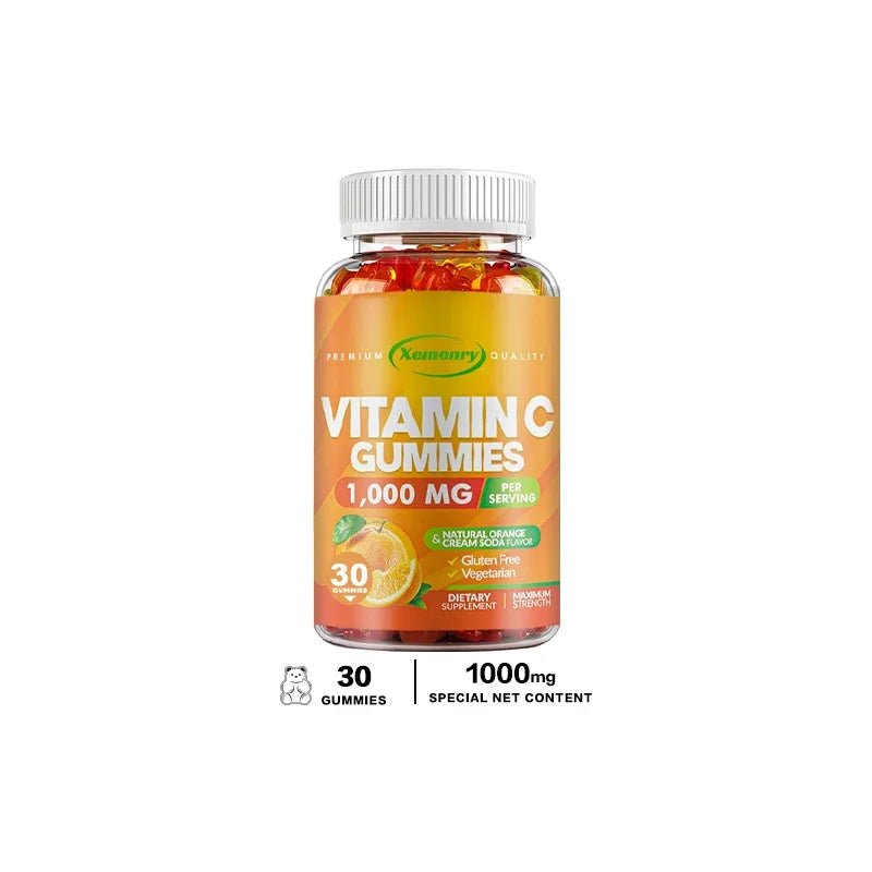 Premium Vitamin C Gummies - Promotes Collagen Production, Antioxidant, Support Skin Glow, Heart Support, Immune 30 Gummies