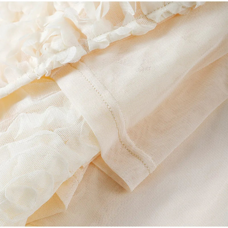 Sexy 3D Flower Deep V-neck Dress Women Slim Sleeveless Backless Split Hip Package Midi Dresses 2025 Spring Ladies New Vestidos