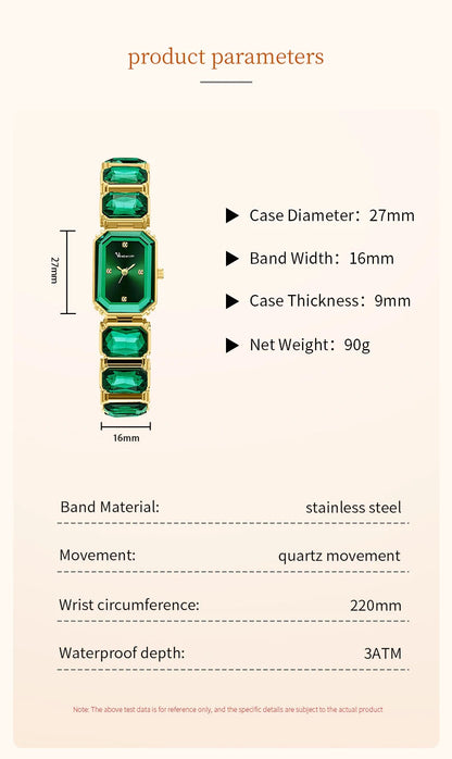 1PC Luxury Women's Watch Fashion Stainless Steel Gold Gorgeous Water Diamond Square Quartz Movement Gift Wrist Watches for Women Badiee Stylez