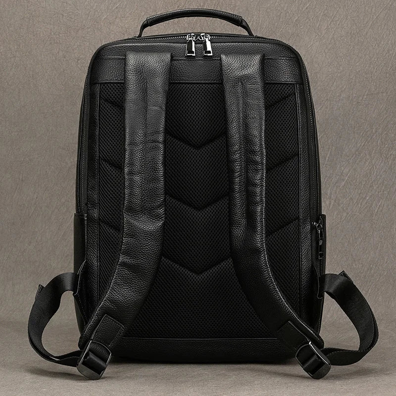 Hot Sale 15.6" Men Laptop Backpack Genuine Leather Waterproof Backpack Fashion Travel Bags School Bag Leather Bookbag Daypack