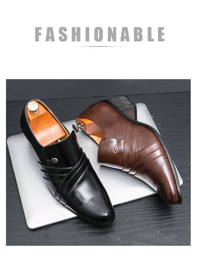 Men Formal Oxford Shoes Casual Business Office Party Loafers Men's High Heels Shoes Classic Men Shoes PU Leather Dress Shoes