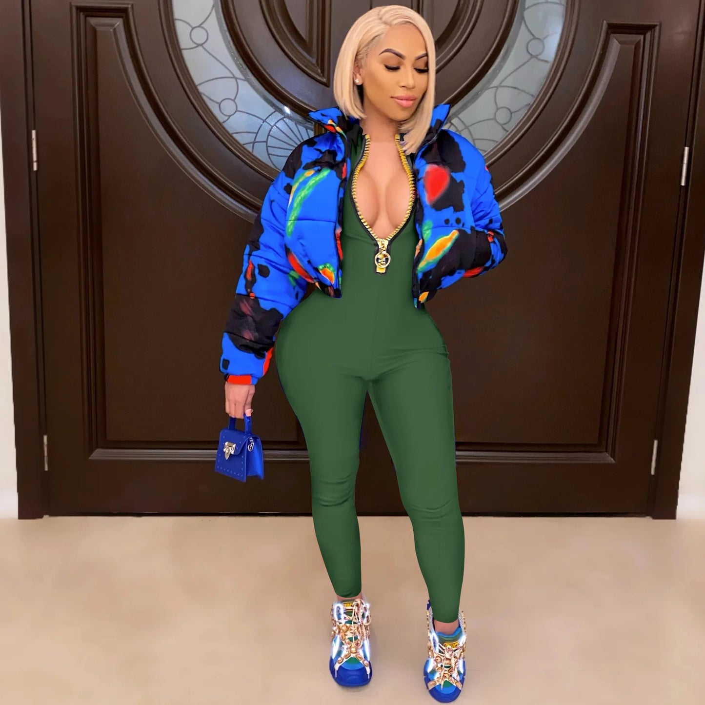 Women's Bodycon One-piece Jumpsuit Long Sleeved Big Zipper Female Casual Sport Workout Skinny Activity Wear Overalls Tops Badiee Stylez