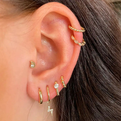 1PC Little Star Moon Snake Crystal Charms Pendant Helix Daith Earrings for Women Hanging Matching Piercing Lobe Tragus Jewelry