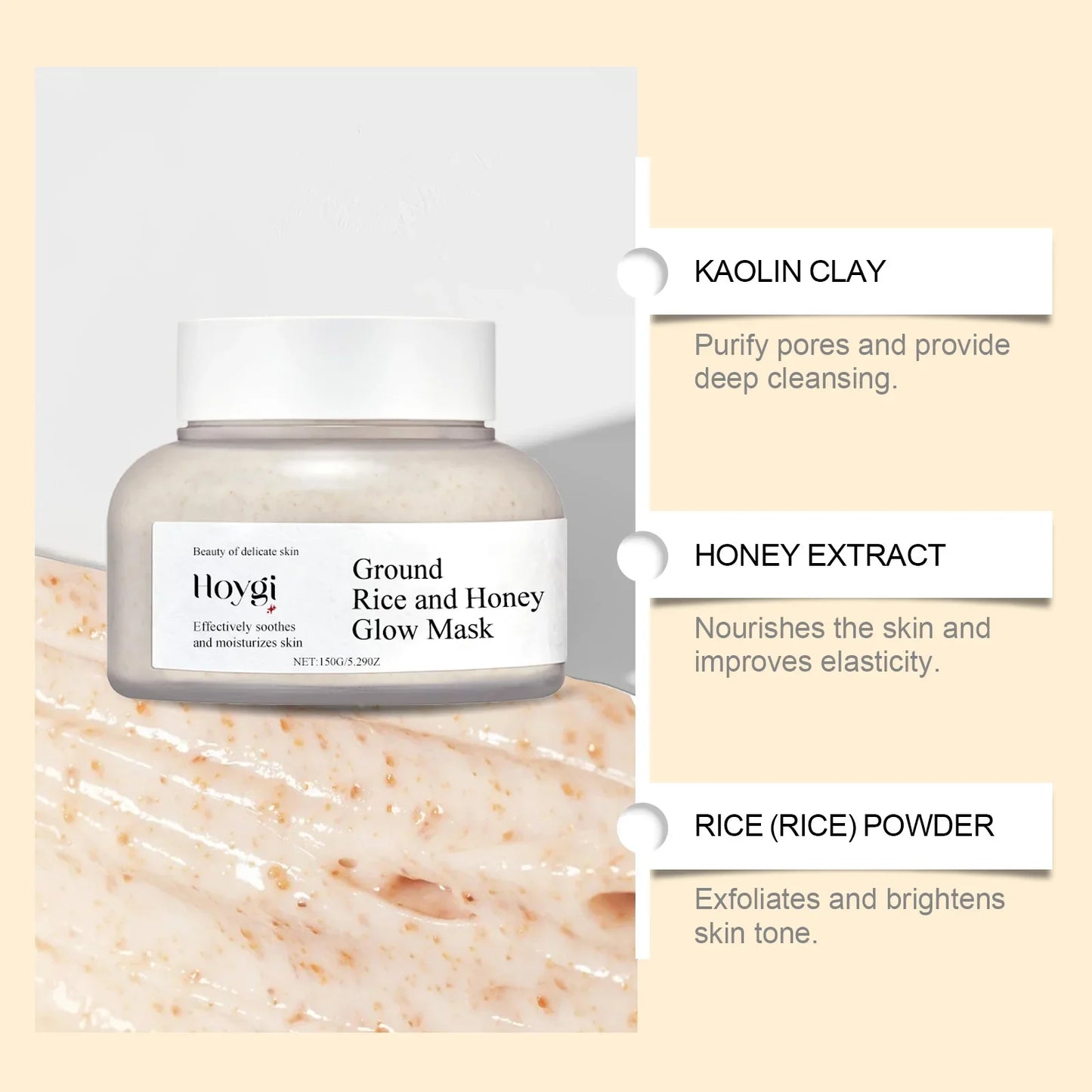 Rice & Honey Face Mask Moisturizing Fade Dark Spot Hydrating Repair Brightening Shrink Pore Hydrating Mask Glowing Skin Care