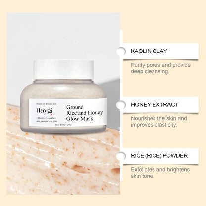 Rice & Honey Face Mask Moisturizing Fade Dark Spot Hydrating Repair Brightening Shrink Pore Hydrating Mask Glowing Skin Care