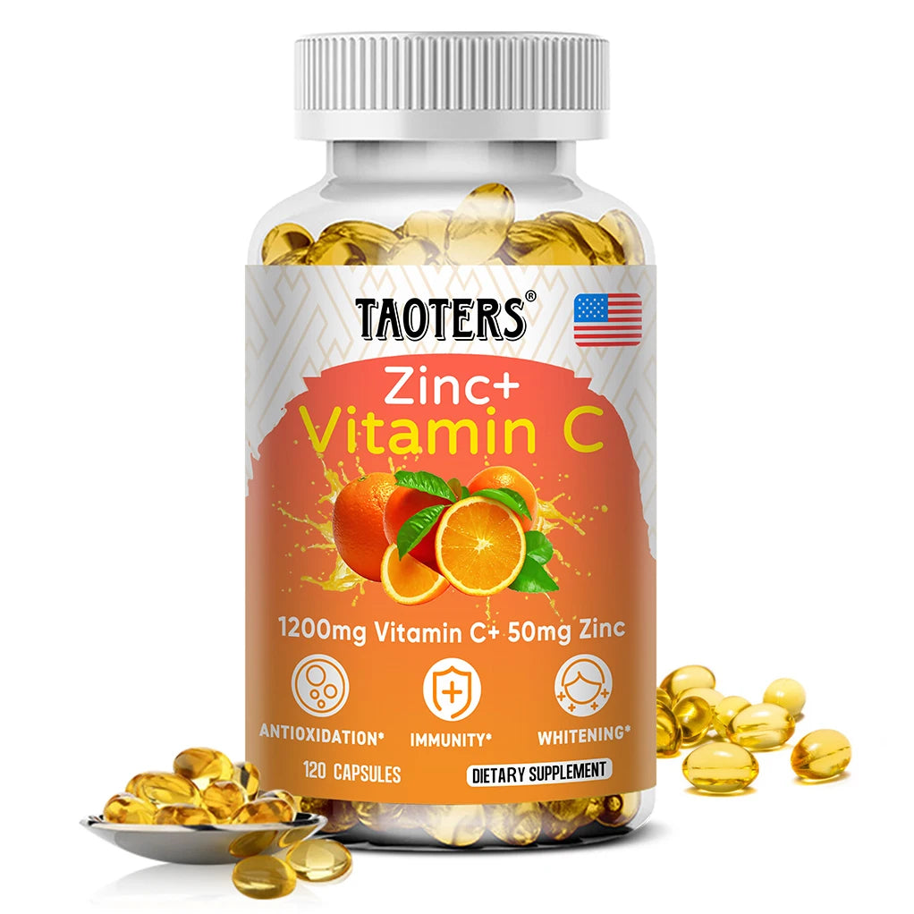 Vitamin C + Zinc Supplement - Antioxidant, Highly Absorbable, Helps Skin Health, Nourishes Skin, Immune Function and Metabolism 120 count-1 bottle United States