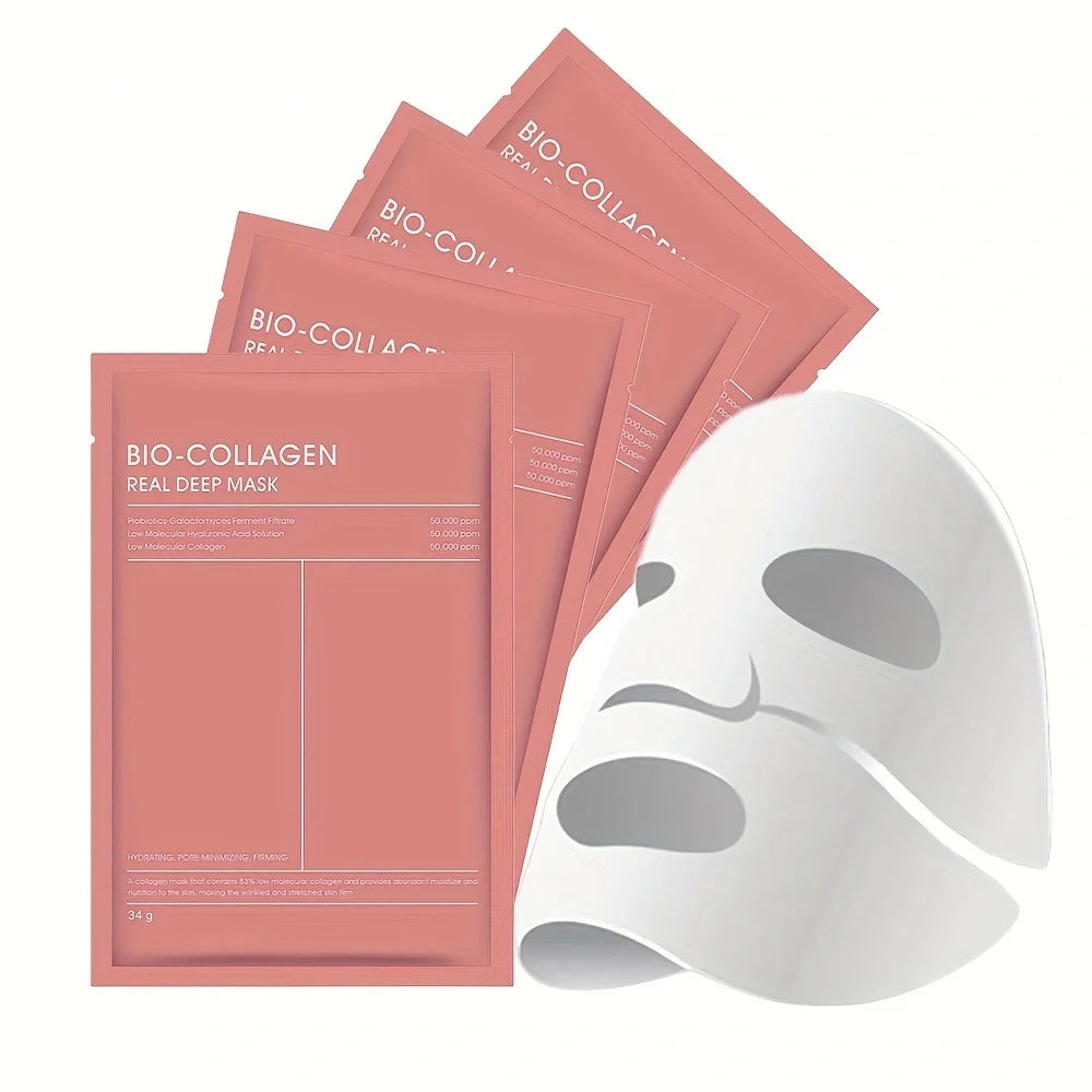 4/8PCS Bio Collagen Face Mask Shrink Pores Deep Hydrating Overnight Mask Moisturizing Refreshing Brightening Face Skin Care