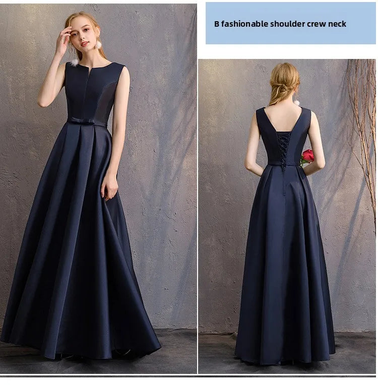 Long Bridesmaid Dress Spring/Summer 2025 New Temperament Satin Bridesmaid Sisters Dress Black Banquet Evening Dress Badiee Stylez