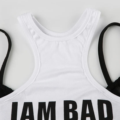 PixieKiki Letter Print Fake Two Pieces Racerback Tank Top Women Trendy Clothes 2024 Summer Y2k Crop Tops Streetwear P67-CA10