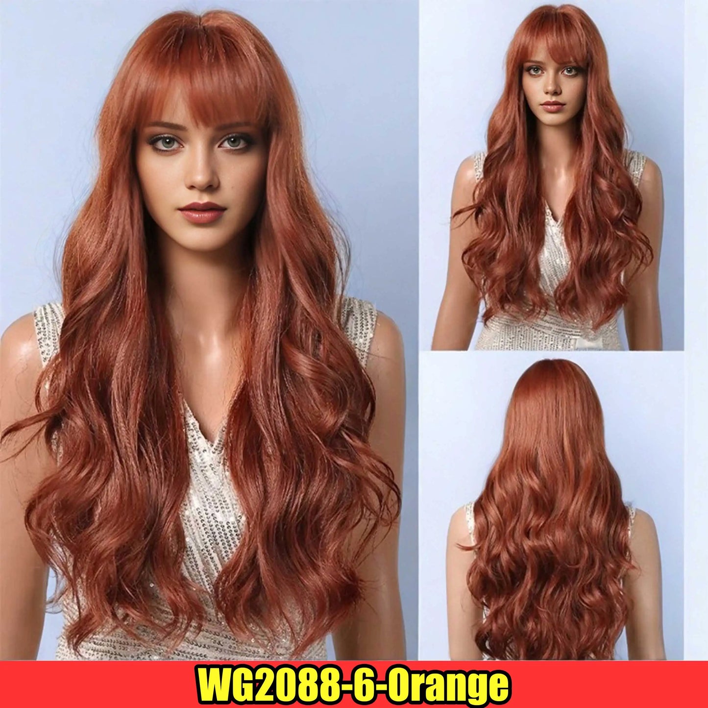 Synthetic Long Lace Wig Matte Silk Ombre Platinum Blonde Wavy Wig for Women 26 Inch Curly Middle Part Extension for Daily Orange 26inches