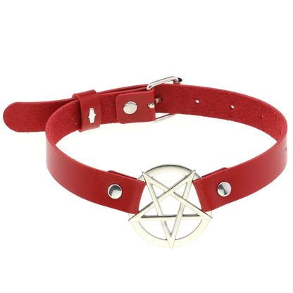 Punk Red Choker Necklace PU Leather Sexy Spiked Neck Strap Clavicle Collar Men Necklaces Hollween Women Y2K Jeweley Gift red 6
