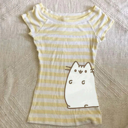 Kawaii Clothes Classic Minimalist Casual Fashion Stripe Streetwear High street Top Harajuku Graphic Print Punk Rock Goth E-girl Badiee Stylez