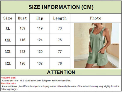 Summer Plus Size Women's Jumpsuit Overalls Sleeveless Loose Sleeveless Wide Leg Overall Solid Casual Daily Romper with Pockets