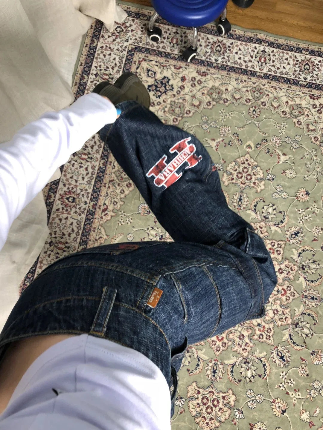 Karrram Vinatge Y2k Baggy Jeans Japanese 2000s Style High Waist Flared Jeans American Retro Denim Cargo Pants Harajuku Trousers