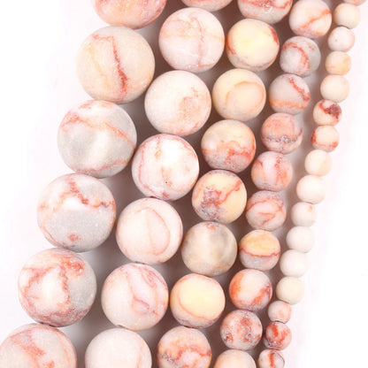 Natural Dull Polished Wood Jaspers Stone Spacer Beads For Jewelry Making DIY Necklace Bracelet 4mm-12mm Matte Round Beads 15" Red Web Jaspers