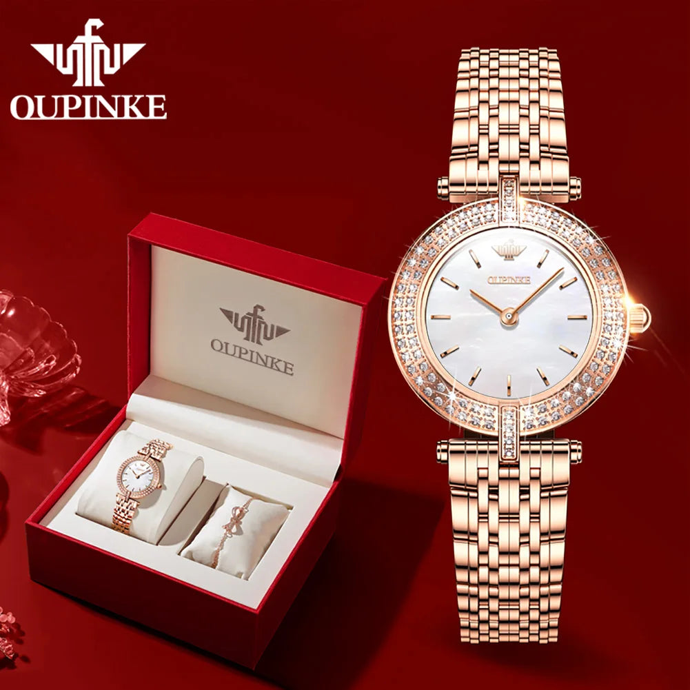 OUPINKE 3191 Luxury Elegant Womens Watches Automatic Mechanical Watch Waterproof Luminous Bracelet Set Gifts Reloj Promotion