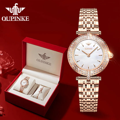 OUPINKE 3191 Luxury Elegant Womens Watches Automatic Mechanical Watch Waterproof Luminous Bracelet Set Gifts Reloj Promotion