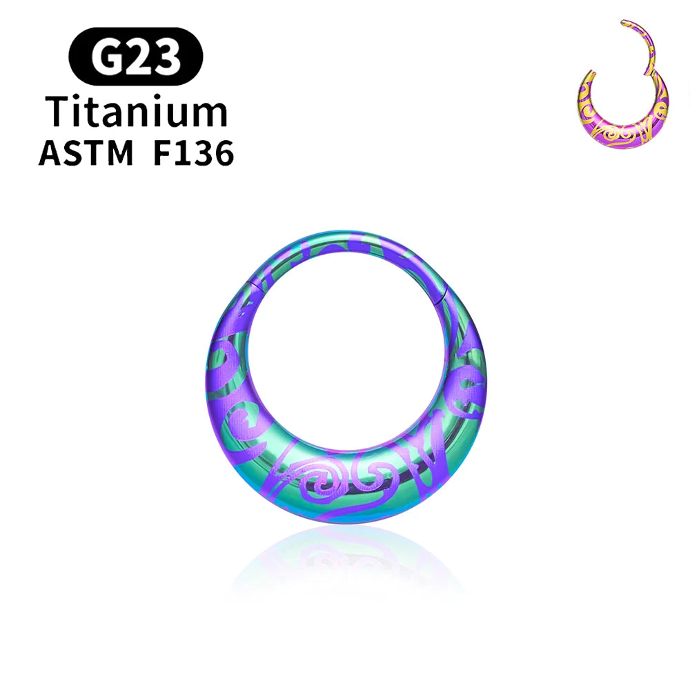 ASTM F136 Titanium 16G Moon Septum Hoop Ring Anodizing Hinged Segment Nose Clicker Tragus Helix Daith Earring Piercing Jewelry 1PCS 3