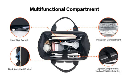 OIWAS Lunch Backpack for Women 15.6 inch Laptop Backpack Insulated Cooler Backpack with USB Port Men Travel Work Picnics Hiking