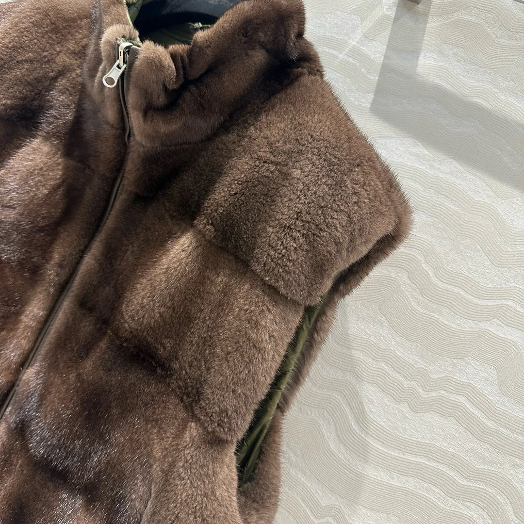 Autumn-winter luxurious short mink zippered vest Badiee Stylez