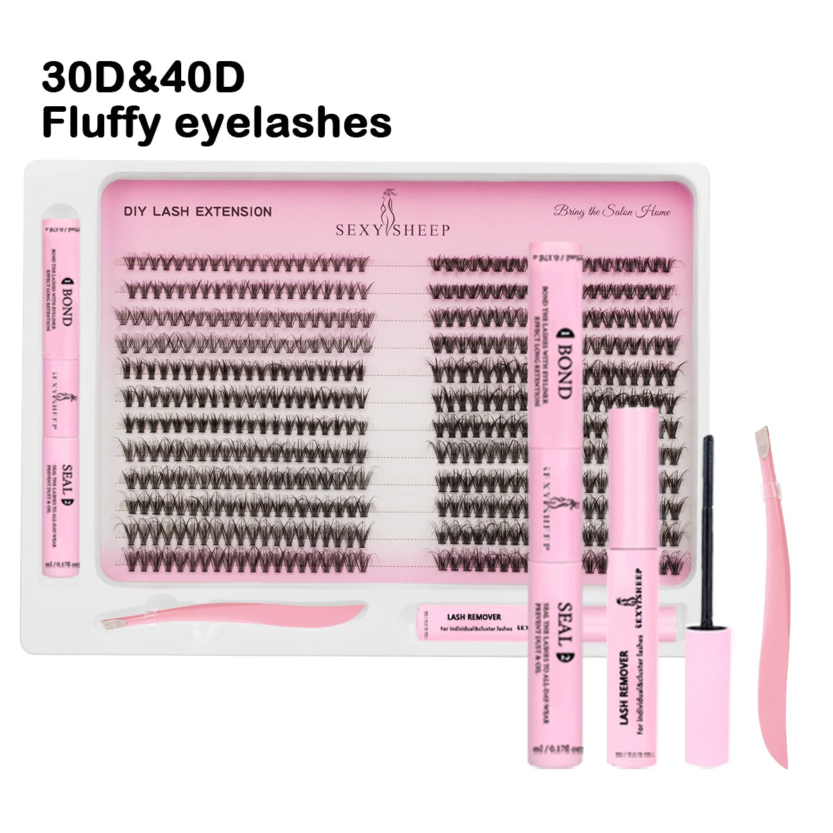DIY Lash Extension Kit 480pcs Individual Lashes Cluster Mix 40D 60D 60D 80D with Lash Bond and Seal and Remover,tweezers Explosive 30D40D
