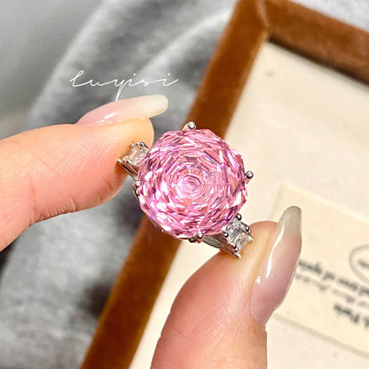 High Quality Rose Purple Pink Crystal Zircon Jewelry Set Necklace for Women Earrings Ring Bracelet Wedding Banquet Party Holiday Badiee Stylez