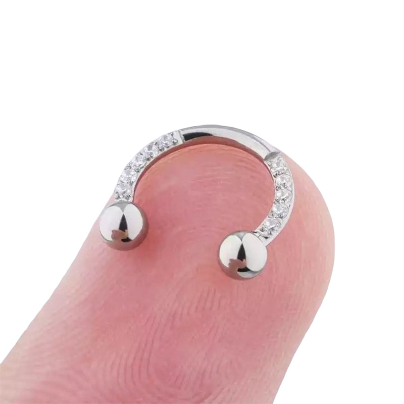 G23 Titanium CZ Paved Horseshoe Ball Piercing Nose Septum Ear Cartilage Tragus Earring Lip Nipple Eyebrow Rings PIERC Jewelry