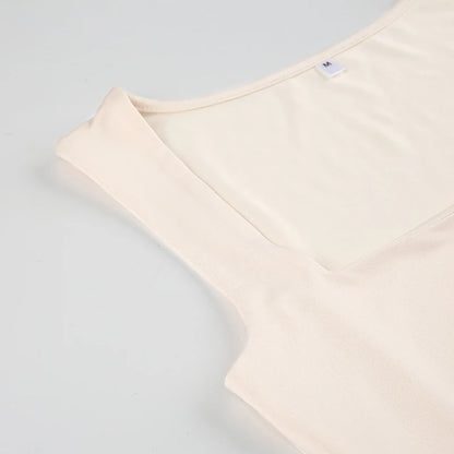 Darlingaga Casual Square Neck Fitness Summer Bodysuit Women Sleeveless Solid Basic One Piece Bodies Sporty Sexy Rompers Outfits