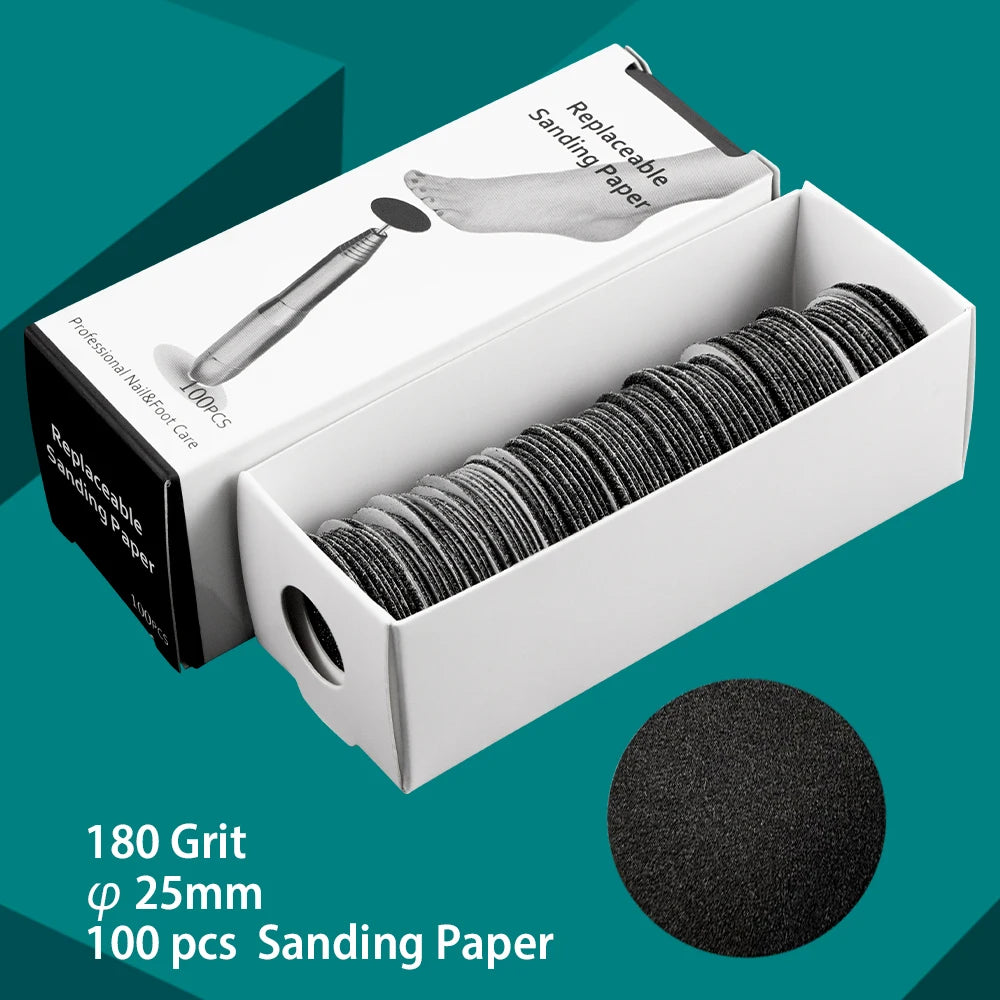 Disc For Pedicure Cuticle Callus Remove Tool For Electric Foot File Callus Hard Dead Skin Pedicure Tools Replaceable Sandpaper black 180grit 1box