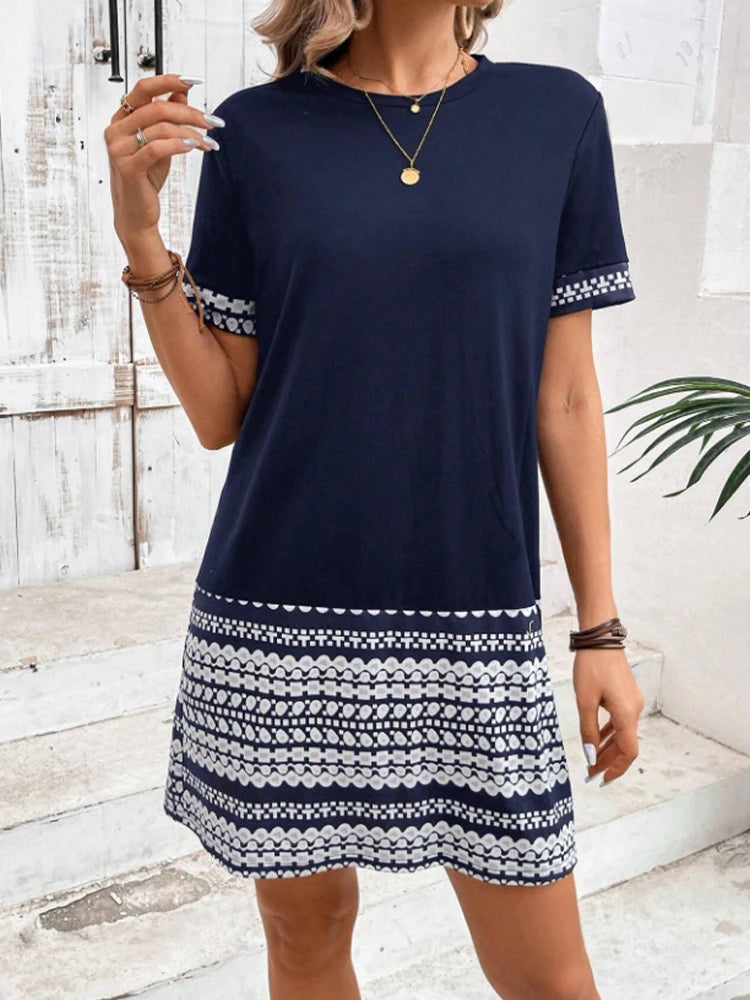 Women's Short Sleeve Bodycon Dress Geometric Print Spring Summer Music Festival Casual Fashion Ladies' Tight Dress Badiee Stylez