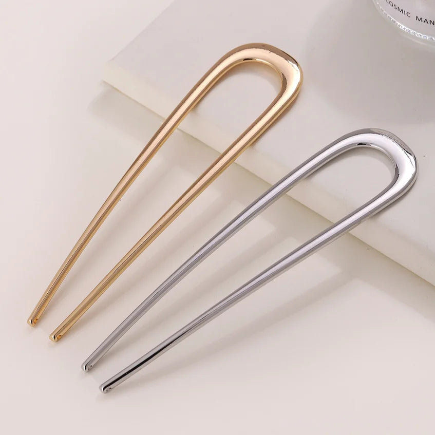 2Pcs French Pins Hair Pins 5.5 Inch Metal U-Shaped Hair Clip Hair Vintage French Twist Hair Pin for Women Girls Hairstyle Gifts Badiee Stylez