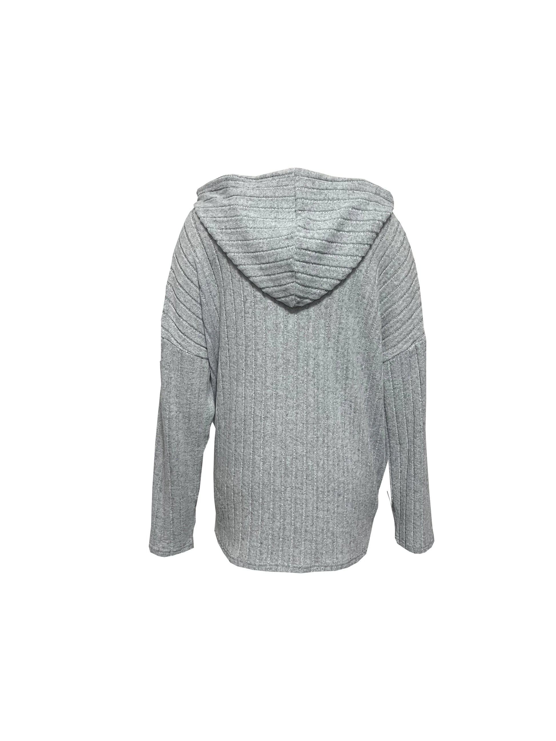 Plus size European and American cross-border autumn and winter new casual solid color half zipper hooded sweatshirt