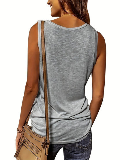 Versatile Women's V-Neck Half-Zip Tank Top - Casual All-Season Wear with Durable Stretch Fabric