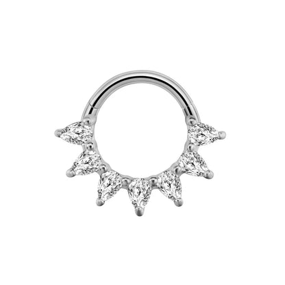 Flower Moon Heart Waterdrop Septum Piercing Daith Conch Tragus Hoop Earring Clicker Segment Nose Ring 316L Surgical Steel 16G E-Silver Color