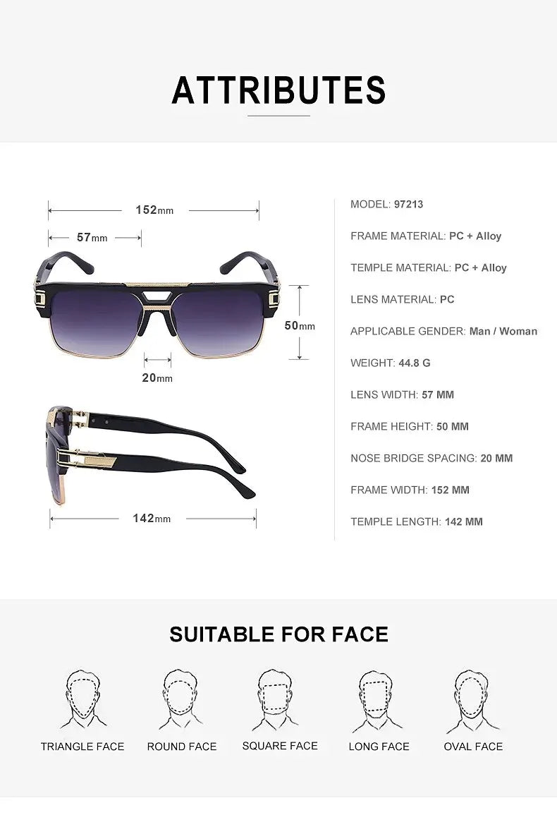 European And American Fashion Sunglasses Transparent Frame Glasses Cross Border Men And Women Retro Square Frame Sunshade Mirror