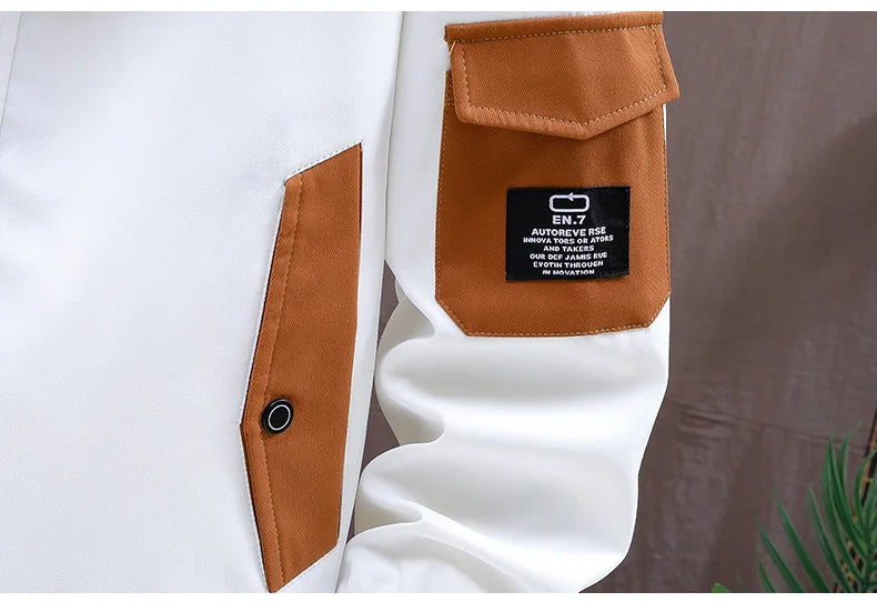 Men's Casual Hooded Jackets Autumn Patchwork Thin Coats Outwear Top Windbreaker Streetwear Male Outerwear Coat