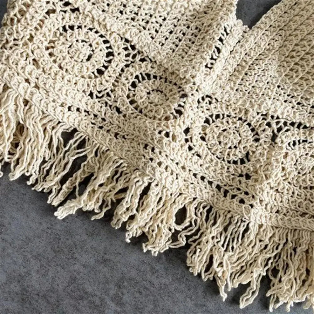 Sexy Boho Beach Holiday Camisole Halter Women Crochet Knit Swimsuit Bra Backless Vest Hollow Tassel Tank Top Women's Crop Tops