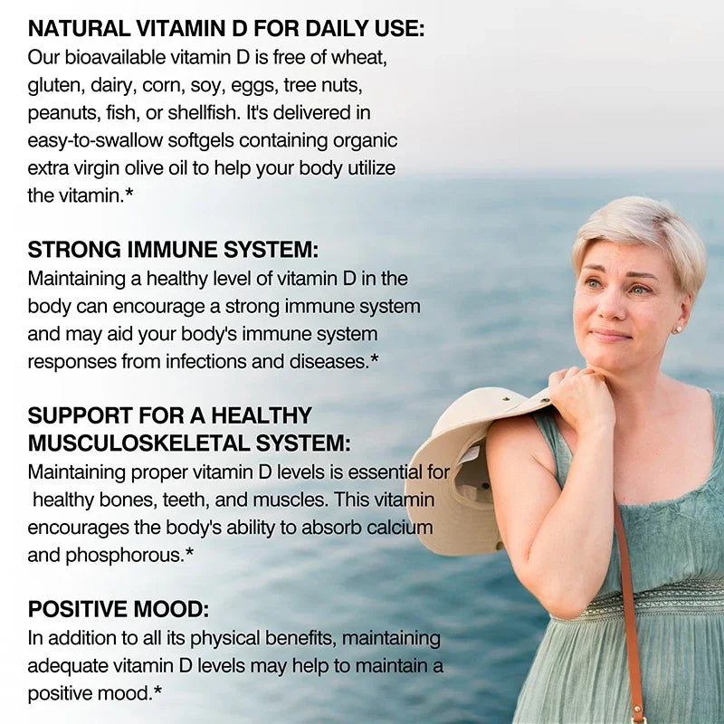 Vitamin D3 - Promotes Strong Bones and Teeth, Immunity, Healthy Muscle Function