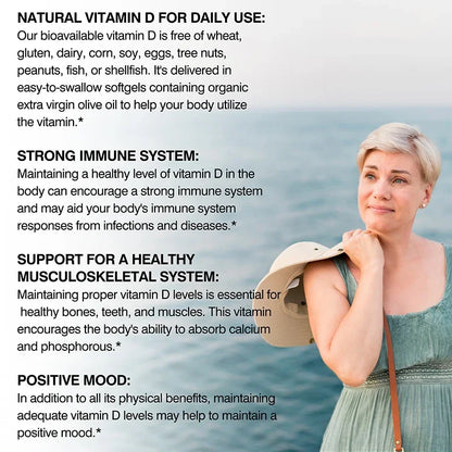 Vitamin D3 - Promotes Strong Bones and Teeth, Immunity, Healthy Muscle Function