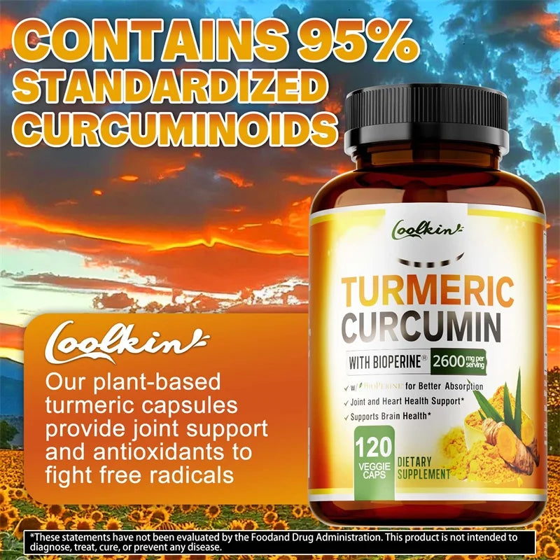 Turmeric Curcumin - Relieve joint pain, promote bone growth, Supports Joint Inflammation, Antioxidant and Digestive Health