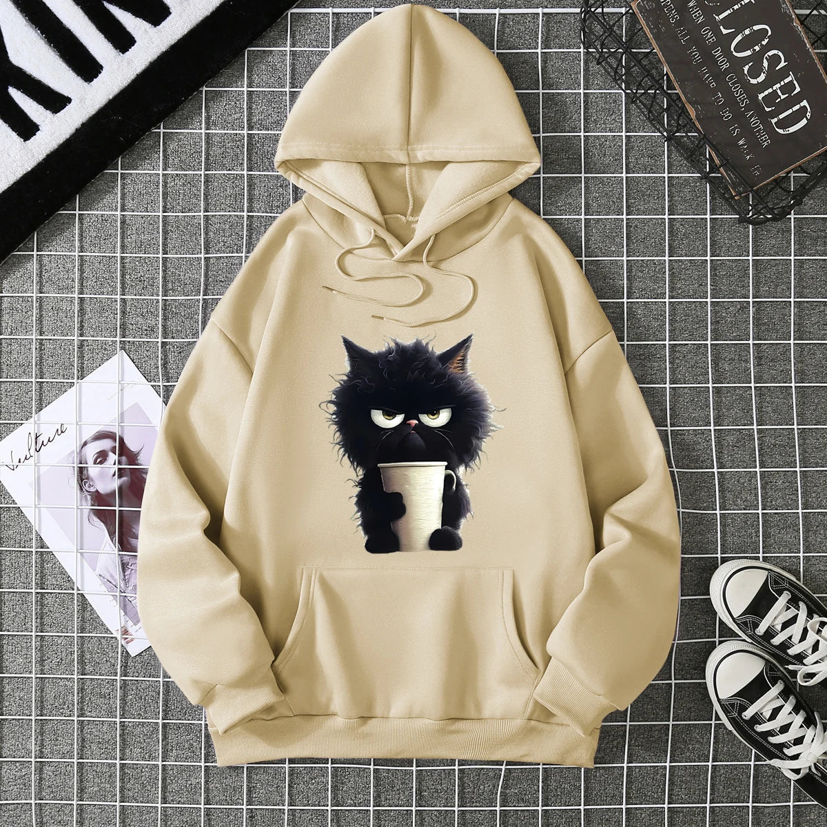2025 Winter New Women's Hoodie High Street Unisex style Double Pockets Sweatshirts Outerwear Plus-Size Women's Clothing CYXX236 Beige