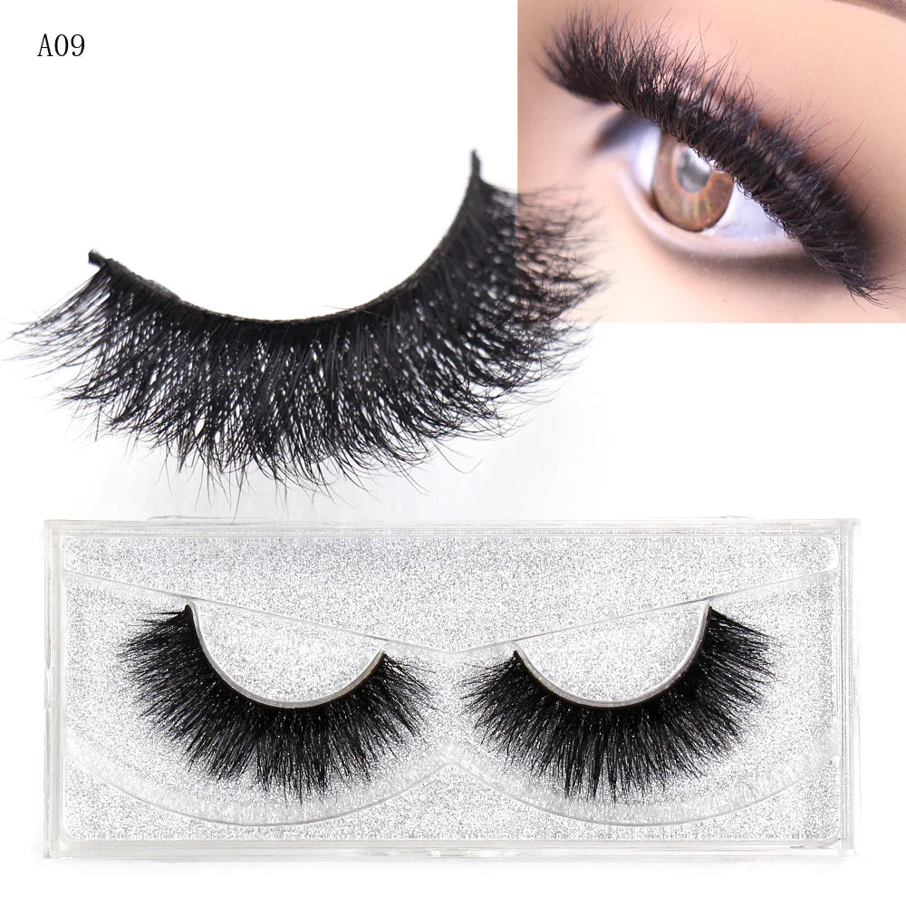 LEHUAMAO False Eyelashes Mink Lashes Natural Thick False Eyelashes Extension Wispy Soft Lashes Makeup Tools D22 1Pair-A09