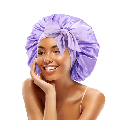 high-quality Mulberry Silk Sleeping Bonnet for Women Large Sleep Cap with Wide Elastic Tie Band for Curly Dreadlock Braid Hair C Badiee Stylez