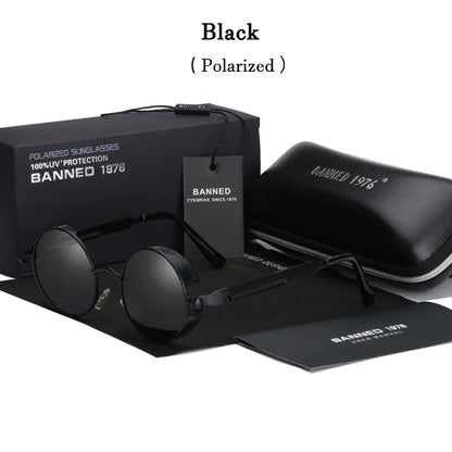 2022 HD Polarized Round Metal Sunglasses UV400 Men's Sun glasses Feminin Women's Vintage Gafas De Sol Metal Goggles With box black original box