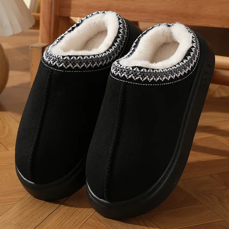 New Fashion Fluffy Platform Slippers for Women 2025 Winter Plush Warm Cotton Shoes Woman Comfort Non Slip Unisex Home Slippers Badiee Stylez