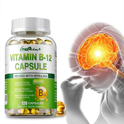 Vitamin B12 Capsules - Methylcobalamin Supplement for Mind, Energy, Brain, Mood, Heart Support