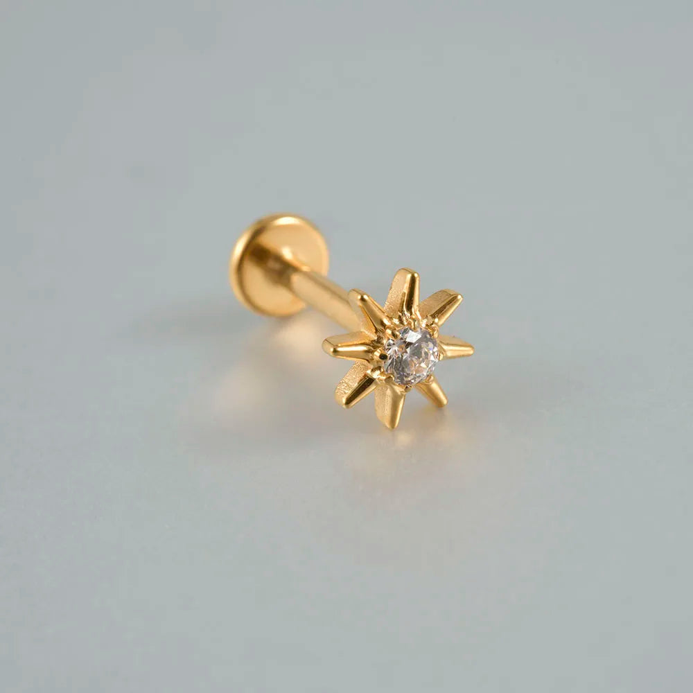 ASTM F136 Solid Titanium Internally Threaded Cross Cz Cartilage Earrings Stud Helix Tragus Lobe Piercing Labret Lip Ring Jewelry 4 CHINA 1.2x8mm (1PC)