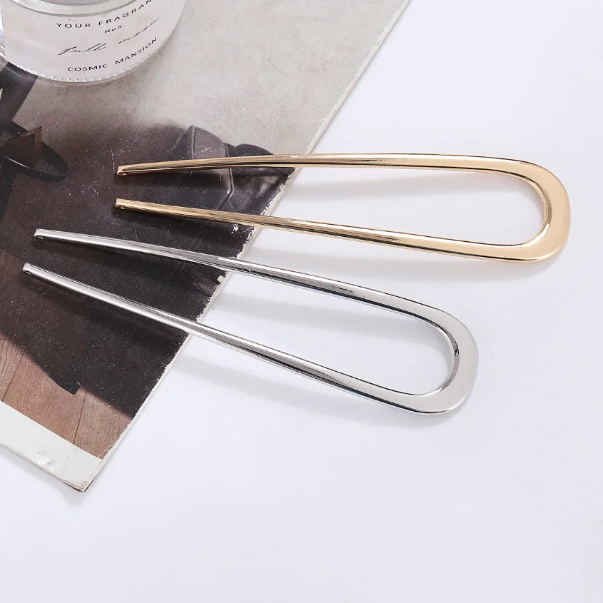 2Pcs French Pins Hair Pins 5.5 Inch Metal U-Shaped Hair Clip Hair Vintage French Twist Hair Pin for Women Girls Hairstyle Gifts Badiee Stylez