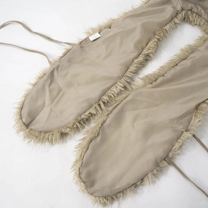 BKLD Sexy Temperament Fluffy Tops For Women High Street Y2K Nightclub Outfits Faux Fur Backless Lacing Solid 2025 Vest Waistcoat