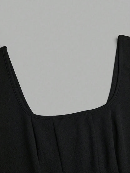 Plus Size Women's Red Heart Patchwork Round Neck Sleeveless Casual Dress for Valentine's Day and Summer